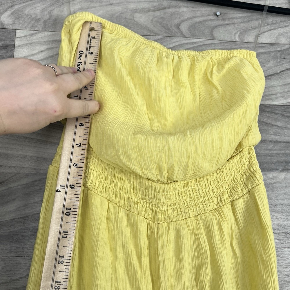 Pink Lily Strapless Tube Top Romper Women XS Yellow Coastal Beach Flowy Festival - Picture 6 of 16